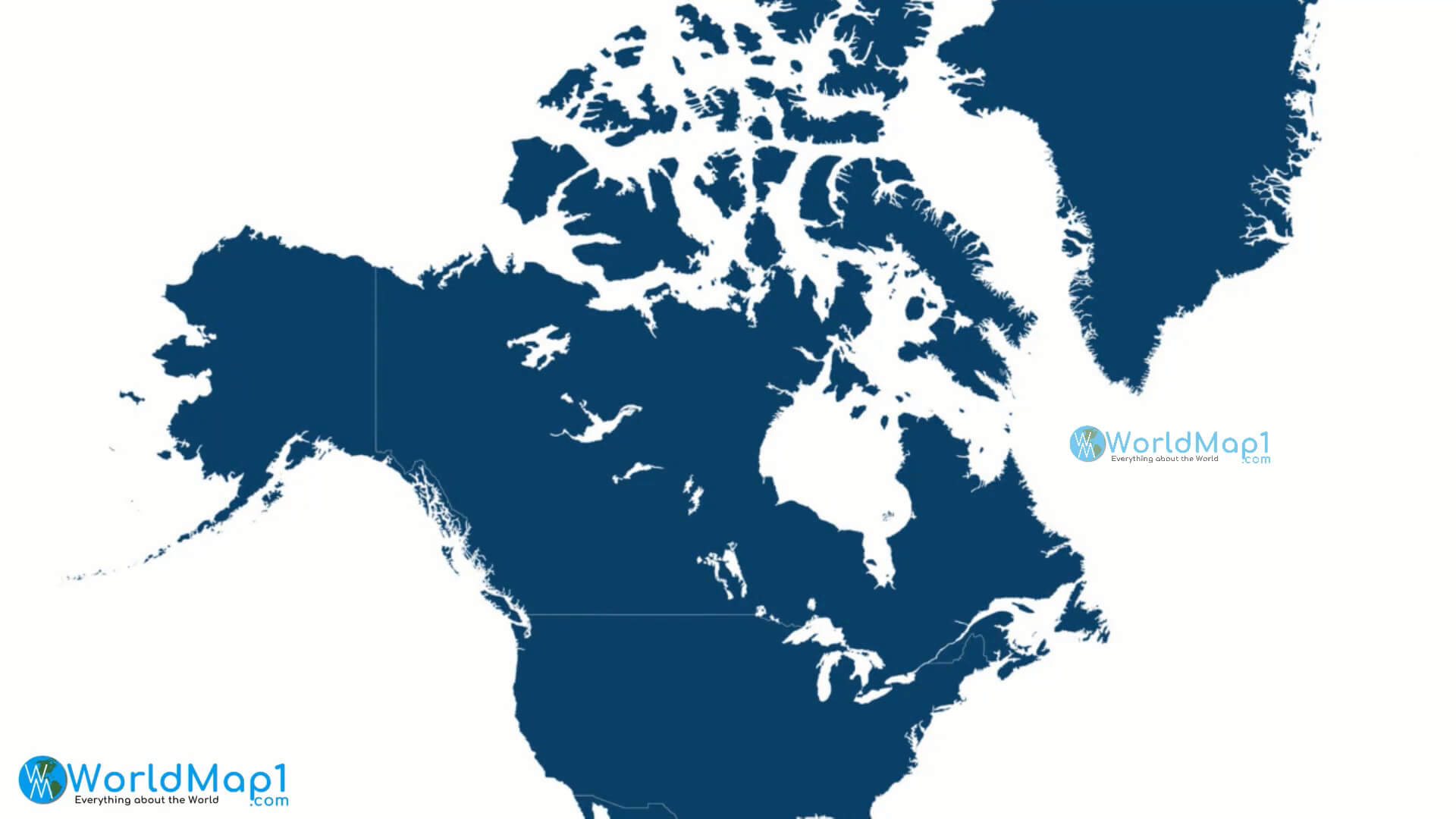 North America Blank Dark Blue Map